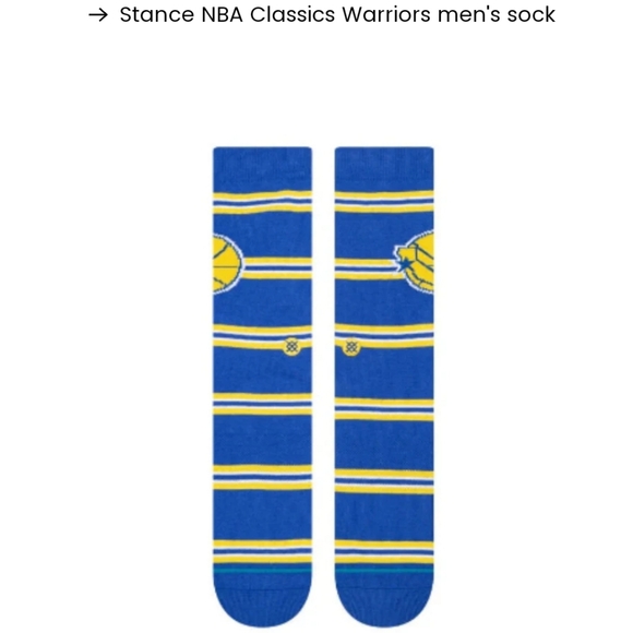 NWT Men's Golden State Warriors Hardwood Classics Stance Crew Socks - Picture 6 of 10
